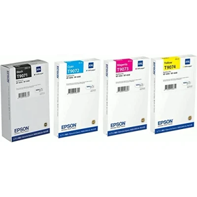 Abbildung von Epson 4X Original T9071 T9072 T9073 T9074 XXL schwarz gelb Magenta Cyan Tintenpatronen für Workforce Pro WF 6000, 6090, 6590