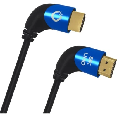 Abbildung von Oehlbach Shape Magic 90 UHD 8K Ultra High Speed 2.1 HDMI Kabel Zertifiziert 48 Gbps (90 Grad Winkelstecker, OFC Kupfer, 4K@120Hz, 8K@60Hz, eARC, dynamisches HDR) schwarz 2m