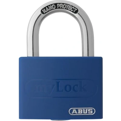 Abbildung von ABUS T65AL/40, Herkömmliches Vorhängeschloss, Tastensperre, Unterschiedliche Schließung, Werkzeugkasten, Blau, Aluminium