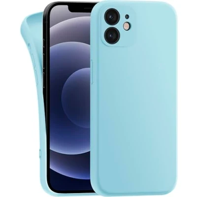 Abbildung von MyGadget Hülle Kompatibel mit iPhone 12 Mini robuste Silikon Schutzhülle TPU Case Slim Silikonhülle Back Cover Kratzfest Handyhülle Matt Hellblau