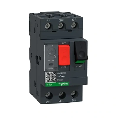 Abbildung von Schneider Electric GV2ME08 Motorschutzschalter, 3p, 2,5 4A, Tasterbetätigung, Schraubanschluss 45 x 89 78.2 mm