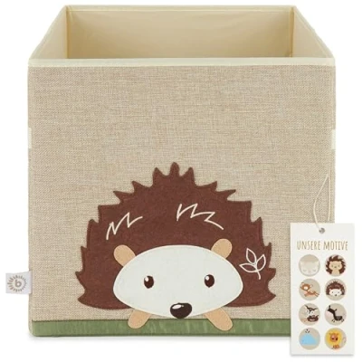 Abbildung von Bieco Spielzeugtruhe Aufbewahrungsbox Kinder Igel Motiv ca. 36L faltbar Süße Spielzeug Kiste für Kallax Regal 33x33x33 Boxen Aufbewahrung Storage Box Korb