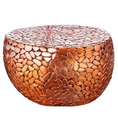 Abbildung von riess ambiente Couchtisch STONE MOSAIC 75cm kupfer (Einzelartikel, 1 St), Wohnzimmer · Metall rund Mosaik Design handmade
