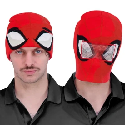 Abbildung von Concept One Unisex Marvel Spider Man Miles Morales Roll Down Cuff Strickmütze Winter Skull Cap Beanie Mütze, rot, Einheitsgröße