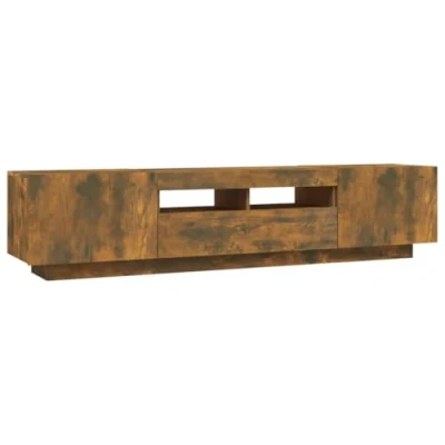 Abbildung von vidaXL TV Schrank Set 2 TLG. LED Leuchten Lowboard Möbel Sideboard Fernsehschrank Fernsehtisch HiFi Räuchereiche Holzwerkstoff