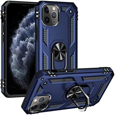 Abbildung von Verco Hybrid Armor Shiel Case für iPhone 11 Pro Hülle, extrem robust mit Magnet Fingerring Halter Handyhülle Panzerhülle, Blau