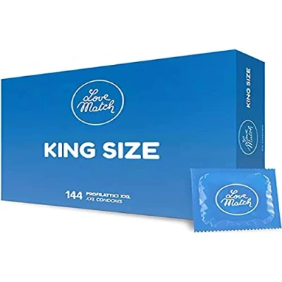 Abbildung von Love Match XXL Kondome King Size Packung mit, 144 St., italienische mit besonders viel Platz, Retro Design, extra große in der Vorratsbox