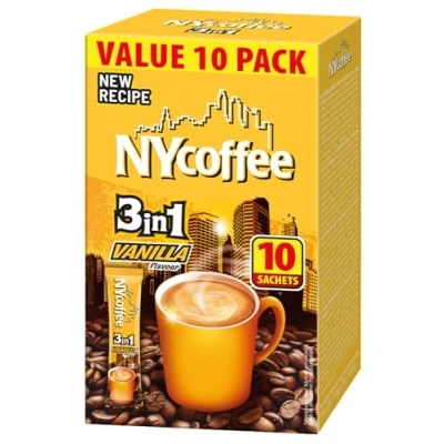 Abbildung von MOKATE® NYCOFEE 3in1 Instantkaffee Classic 10 Sticks x 14g Geschmack: Vanilla Instant Kaffee Getränkepulver aus löslichem Bohnenkaffee Smooth &amp; Creamy Pulver Getränke Cremiger