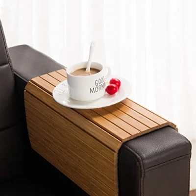 Abbildung von GEHE Sofa Arm Tablett, flexibel, faltbar, für Snacks, tolles Armtablett Couch Armlehne (41,9 cm L x 33,7 B 1 H, natürlicher Bambus)