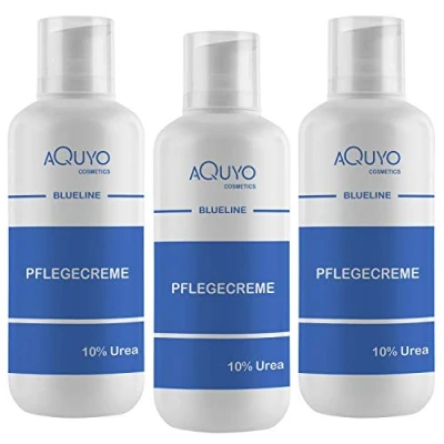 Abbildung von Blueline 10% Urea Creme für sehr trockene Haut (3x 500ml) Körpercreme bei Psoriasis oder Neurodermitis, Pflegecreme gegen Juckreiz, Hautpflege Hautunreinheiten und Ausschlag