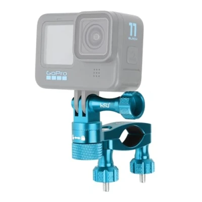Abbildung von HSU Lenkerhalterung für GoPro, 360 Grad Aluminium Fahrrad Motorrad Halterung Hero 12/11/10/9/8/7/6/5/4/3 und andere Action Kameras (Blau)