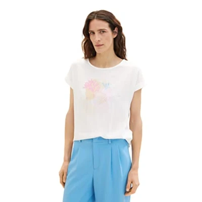 Abbildung von TOM TAILOR Damen 1037424 T Shirt, 10315 Whisper White, XL