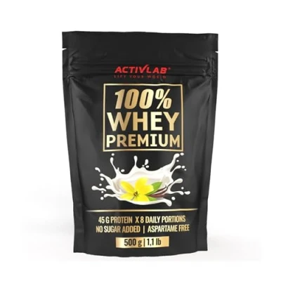 Abbildung von Activlab 100% Whey Premium, 500g 16 Portionen á 23g Protein Pulver Mit 6,9g BCAA für Muskelaufbau und Erholung Enthält Glutamin Wenig Zucker, Fett Vanillegeschmack