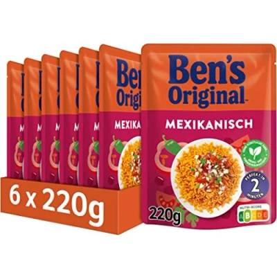 Abbildung von BEN&#039;S ORIGINAL Express Reis Mexikanisch, ideale Zubereitung von Gerichten in der Pfanne, 6 Packungen (6 x 220g)
