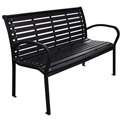 Abbildung von vidaXL Gartenbank Parkbank Sitzbank Balkonbank Terrassenbank Bank Gartenmöbel Balkonmöbel Garten Terrasse Balkon Schwarz 116cm Stahl WPC