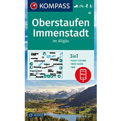 Abbildung von KOMPASS Wanderkarte 02 Oberstaufen, Immenstadt im Allgäu 1:25.000: 3in1 mit Aktiv Guide inklusive Karte zur offline Verwendung in der App. Fahrradfahren. Skitouren. Langlaufen.