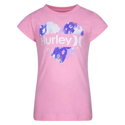 Abbildung von Hurley Mädchen Hrlg Split Heart Tee T Shirt, Rosa Flamingo meliert, 6 años