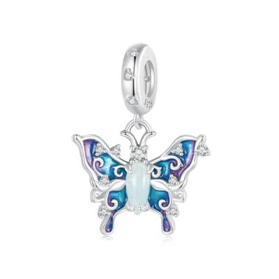 Abbildung von Schmetterlings Charm Anhänger für Pandora Armbänder,925 Sterling Silber Leuchtende Perle,Geschenk Mama oder Freundin