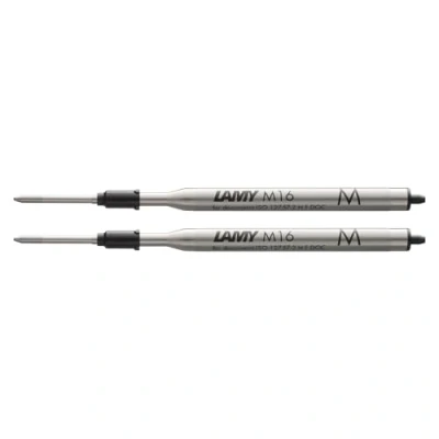 Abbildung von Lamy M16 2er Set Kugelschreiber Großraummine aus Metall Original Ersatzmine für alle Modelle dokumentenecht Strichbreite Mittel in Tintenfarbe schwarz