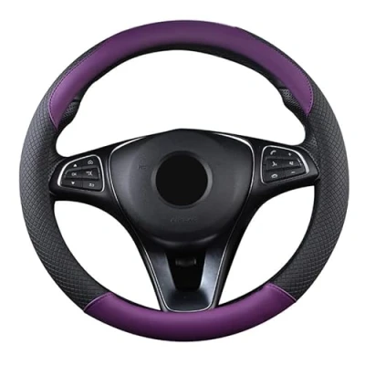 Abbildung von SFONIA Auto Lenkrad Abdeckung Lenkradschutz Lenkradhülle PU Leder Universal 37 38cm/15&quot; Rutschfest Atmungsaktiv Langlebig (Lila)