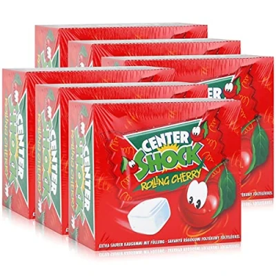Abbildung von Center Shock Rolling Cherry 100 Stück Extra saurer Kaugummi 400g (6er Pack)