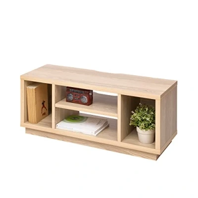 Abbildung von Iris Ohyama, TV Möbel, Schrank, Bank, Halterung für Bildschirme bis zu 43 Zoll, 4 Regale, Kabelauslass, Verstellbare Füße, Schlafzimmer, Wohnzimmer Cabinet Standard OTS 100S Hellbraun