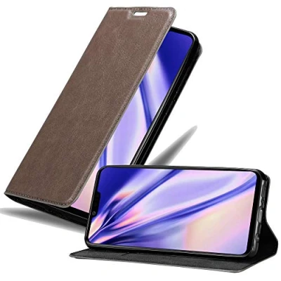 Abbildung von Cadorabo Hülle kompatibel mit LG G8 ThinQ aus Premium Kunst Leder Flip Klappbare Stoßfeste Magnetische [Standfunktion] [Kartenfächern] Cover für Tasche in Braun