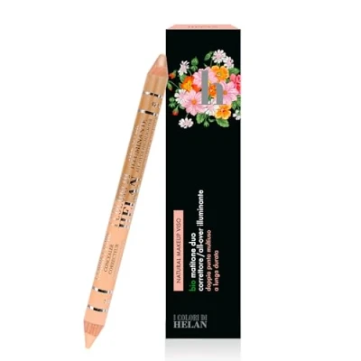 Abbildung von Helan I Colori di Bio Stift, 2 in 1, Dark Bronze, Concealer Unvollkommenheiten + Highlighter für das Gesicht, natürliches Make up, Doppelspitze, weich, pflegend mit Vitamin E, langanhaltendes
