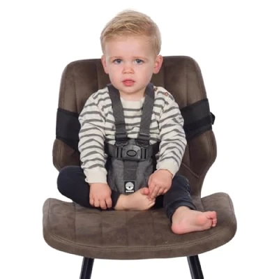Abbildung von Original Dooky Travel Chair Baby Reise Hochstuhl Sicherheitsgurt für Unterwegs Altersgruppe: 6 36 Monate, passend nahezu jeden Stuhl, kompakt und leicht, 100% Polyester, Schwarz