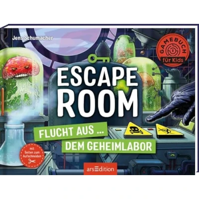 Abbildung von Escape Room Flucht aus dem Geheimlabor: mit Seiten zum Aufschneiden Krimi für Kinder vielen spannenden Rätseln