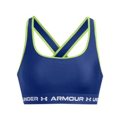 Abbildung von Under Armour Crossback MID BRA Sportbh mit mittlerer Stützkraft, Damen, Größe: Medium, Tech blue/retro green/white
