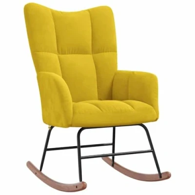 Abbildung von vidaXL Schaukelstuhl Relaxstuhl Schaukelsessel Schwingsessel Ruhesessel Relaxsessel Schwingstuhl Polsterstuhl Polstersessel Sessel Senfgelb Samt