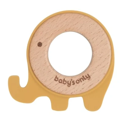 Abbildung von Baby&#039;s Only Beißring Elefant Greifling Baby Bietet viele Vorteile Kindersicher Beißspielzeug Holz und Hochwertigem Silikon Ab 0 Monate Ocker