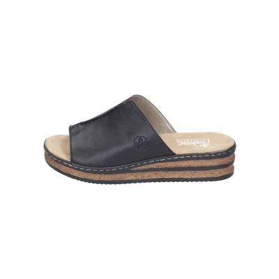 Abbildung von Rieker Damen Pantoletten 629M9, Frauen Slipper,schluepfschuhe,Backless Slipper,Mules,Gartenschuhe,Sommerschuhe,sommerclogs,schwarz (00),37 EU / 4 UK