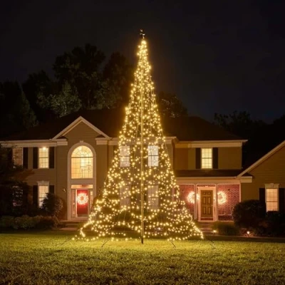 Abbildung von Fairybell Fahnenmast Weihnachtsbäume 6 Meter 1200 LED Leuchten Warmweiß