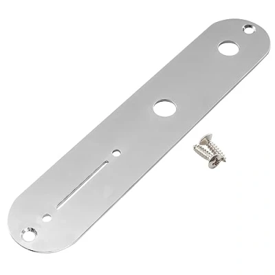 Abbildung von Musiclily Pro 32mm Stahl Tele Control Plate T Style Kontrollplatte mit Engem Potentiometerloch für E Gitarre, Chrom