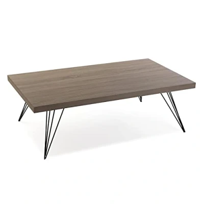 Abbildung von Versa Texas Niedriger Couchtisch, Couchtisch für das Wohnzimmer, Maßnahmen (H x L B) 38 120 70 cm, Holz und Metall, Farbe: Braun Schwarz