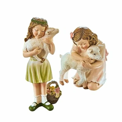 Abbildung von Loberon Figur 2er Set Clarisse, Zwei Vintage Designs, handbemalt, Romantik Look, Dekoration, Dekofigur, Tischschmuck, Polyresin, bunt