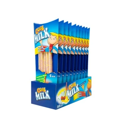Abbildung von Cool Milk ÖKO Trinkhalme zum Kakaomachen Kirsch Banane KIBA 10 Packungen mit je 5 kompostierbaren Trinkstrohhalmen (1 Tray x 300 g)