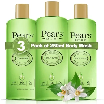 Abbildung von Pears Soft &amp; Fresh Duschgel, Zitronenblüten Extrakt 10x mehr Feuchtigkeitscreme mit reinem Glycerin, natürlichen Ölen seifenfrei, nährende Feuchtigkeitscreme, für jeden Hauttyp 3er Pack, 250 ml