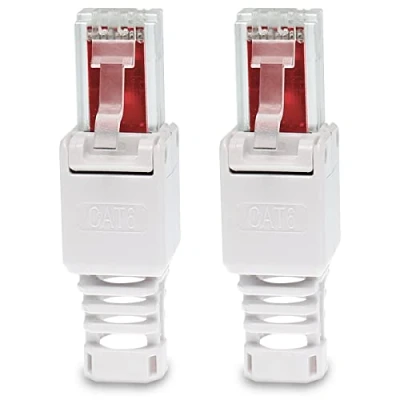 Abbildung von UC Express 2x Netzwerkstecker werkzeuglos RJ45 CAT6 LAN UTP Kabel Stecker ohne Werkzeug werkzeugfrei CAT5 CAT7 Verlegekabel Patchkabel Netzwerkkabel Toolless Modular Plug Connector Crimpstecker