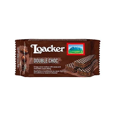 Abbildung von Loacker Wafer Double Choc cookies Waffeln mit Schokolade und Kakaocreme ( 4 x 45g ) 180g