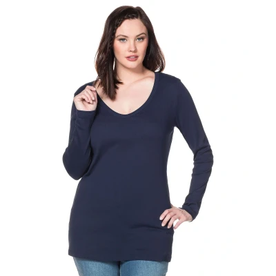 Abbildung von Sheego Langarm Langarmshirt, Damen, Größe: 44/46, Marine