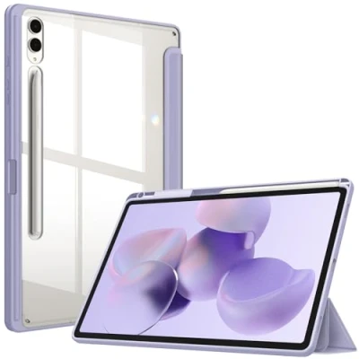 Abbildung von Fintie Hybrid Hülle für Samsung Galaxy Tab S10+ Plus/S9+ Plus 12.4 Zoll Tablet mit Stifthalter Stoßfeste Schutzhülle transparenter Hartschale auf der Rückseite, Pastellviolett