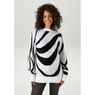 Abbildung von Aniston CASUAL Strickpullover, quergestrickt mit Fledermaus Ärmeln NEUE KOLLEKTION