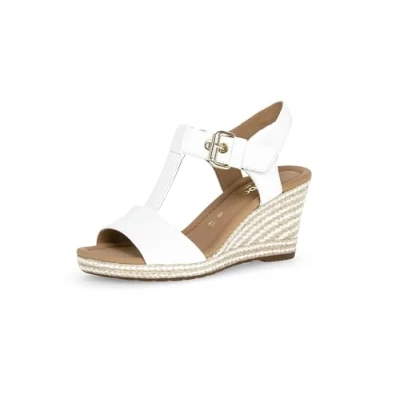 Abbildung von Gabor Damen Sandaletten, Frauen Sandalen,Moderate Mehrweite (G),Riemchensandalen,elegant,Leichter Absatz,Weiss (Jute Weiss),41 EU / 7.5 UK