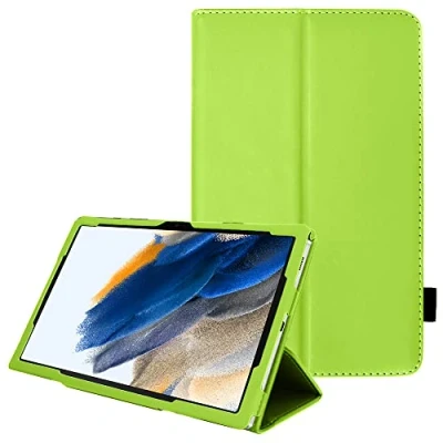 Abbildung von TECHGEAR Leder hülle Kompatibel mit Samsung Galaxy Tab A8 10.5 2021 (SM X200 / SM X205) Premium PU Schlank Folio Schutzhülle Ständer und Handschlaufe, [Grün]