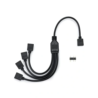 Abbildung von QWORK® ARGB splitterkabel, 5 V, 3 polig, splitter, 1 buchse auf 4 stecker, 30cm, für CPU Kühler und V Lüfter