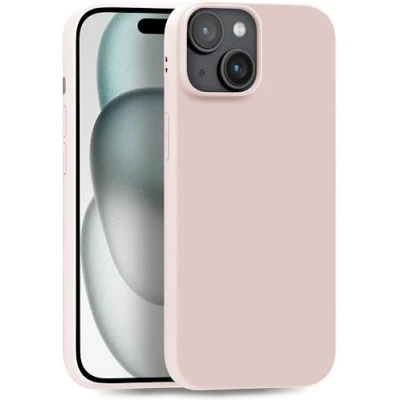 Abbildung von MyGadget Hülle kompatibel mit iPhone 15 Plus robuste Silikon Schutzhülle TPU Case Slim Silikonhülle Back Cover Ultra Kratzfest Handyhülle matt Hellrosa