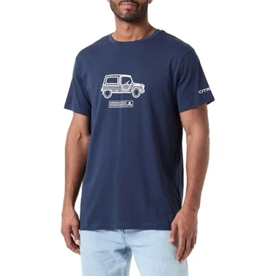 Abbildung von CITROËN Herren Mehari Sketch&amp;Story Stampa Larga &amp; Logo Sullaica C24s T Shirt, Deep Blue, XL